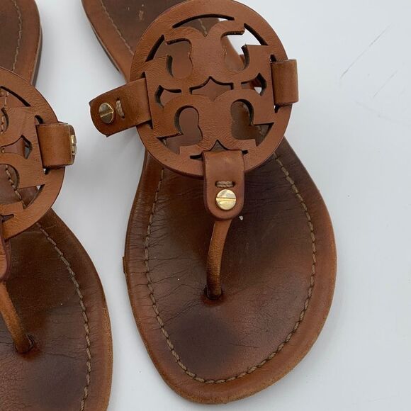 Tory Burch Miller thong Brown Leather Cutout Sandals size 7.5 - Picture 3 of 10